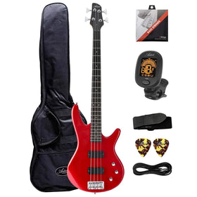 Artist ABA200 Red Bass Guitar w/ Accessories