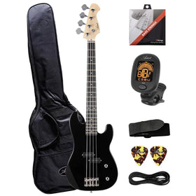 Artist APB34 Black 3/4 Size Bass Guitar w/ Accessories